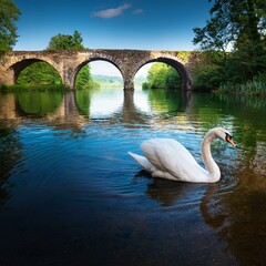 Wall Mural - white swan bird animal, AI generated