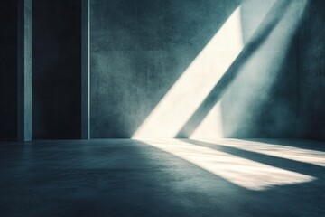 Poster - Light streams through a darkened area, casting dramatic shadows and creating a serene, contemplative environment that inspires thoughts. Generative AI