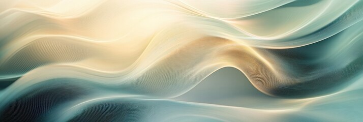 Poster - Soft pastel colors blend harmoniously as flowing lines and waves convey a sense of peace, creating a tranquil and calming atmosphere. Generative AI