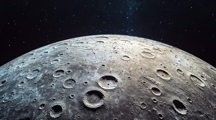 Wall Mural - close-up full moon with craters in the starry sky .