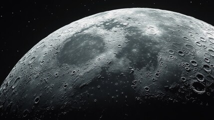Wall Mural - close-up full moon with craters in the starry sky .