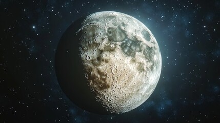 Wall Mural - close-up full moon with craters in the starry sky .