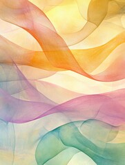 Poster - Delicate waves in gentle pastel colors blend smoothly, evoking a sense of calm and balance, perfect for a serene backdrop. Generative AI