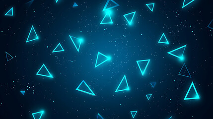 Aufkleber - A dark blue background with many small triangles of different sizes, all glowing in light blue neon color