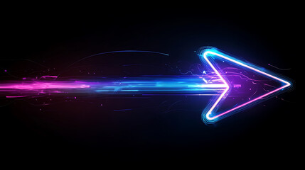 Aufkleber - Abstract arrow shape light effect with blue and purple colors on dark background technology speed concept