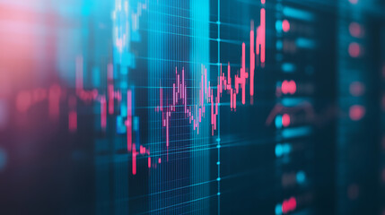 Aufkleber - Blue stock market background with arrow up graph and financial chart, business growth concept on blue gradient background