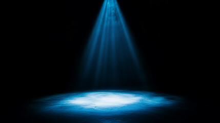 Aufkleber - Dark black background with a blue glow, simple and minimalistic A single light source illuminates the center of an empty space