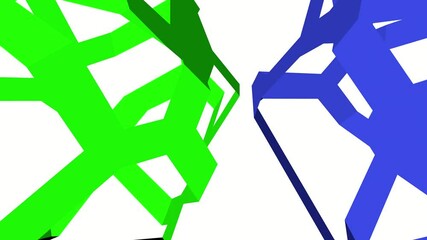 Poster - Abstract animation with green and white interlocking shapes on a chroma key background.