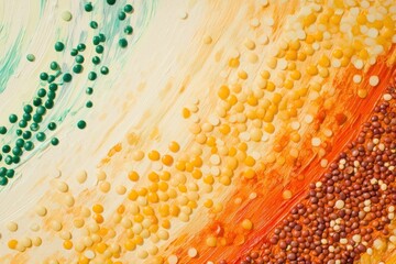 Aufkleber - A captivating arrangement of colorful beans, lentils, and seeds forms an abstract artwork, highlighting diverse textures and vibrant hues. Generative AI