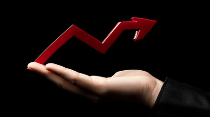 Poster - a hand holding an upward trending graph with an arrow pointing upwards, symbolizing growth and progr