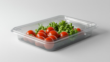 Poster - A mockup of a plastic food packaging tray with a clear plastic cover