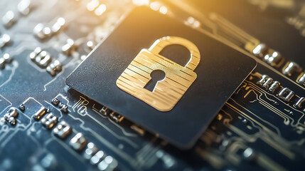 Aufkleber - A secure online payment concept featuring a digital lock icon and a credit card, symbolizing safe and protected transactions over the internet