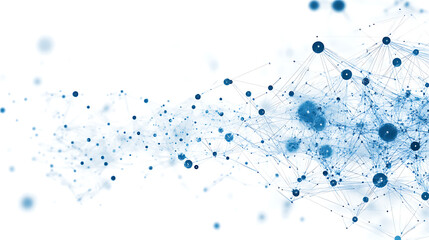 Poster - Blue and white background with geometric shapes, representing technology or business