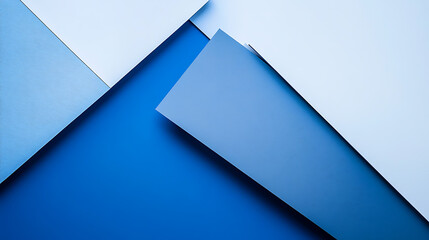 Poster - Blue and white background with geometric shapes, representing technology or business