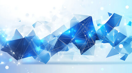 Poster - Blue and white background with geometric shapes, representing technology or business