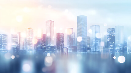 Aufkleber - blurred cityscape background with a bokeh effect a blurry urban landscape with skyscrapers and build