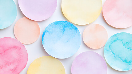 Aufkleber - Abstract background with colorful circles and soft watercolor textures Pastel colors and soft tones