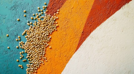 Aufkleber - An array of colorful beans, lentils, and seeds forms an artistic pattern on a textured surface, showcasing vibrant hues and shapes. Generative AI