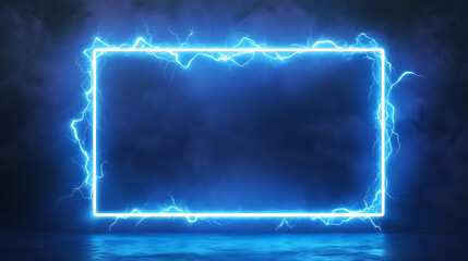 Aufkleber - Lightning frames, blue electric borders of rectangular and square shapes with thunder bolt effect, Isolated photo frames with thunderbolt impact, magical energy flash, realistic 3D vector bolts set