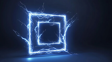 Poster - Lightning frames, blue electric borders of rectangular and square shapes with thunder bolt effect, Isolated photo frames with thunderbolt impact, magical energy flash, realistic 3D vector bolts set