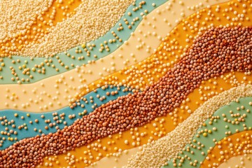 Poster - A lively composition showcases an array of colorful beans, lentils, and seeds, artistically arranged on a textured background. Generative AI