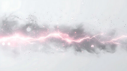 Aufkleber - Realistic powerful electrical discharge with a lightning strike impact, displayed on a white background, Includes ball lightning and magical effect design elements, in a 3D vector illustration