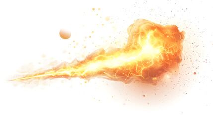 Poster - Realistic powerful electrical discharge with a lightning strike impact, displayed on a white background, Includes ball lightning and magical effect design elements, in a 3D vector illustration