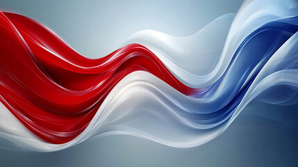 Poster - Red, white and blue vector background with flowing lines