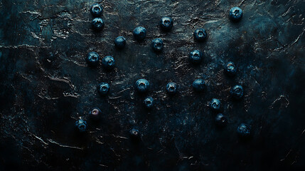 Poster - Abstract blueberry background in moody low key lighting with dark tones food photography