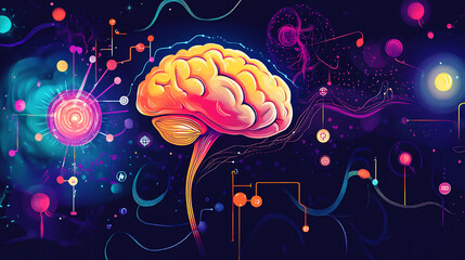 Poster - colorful illustration of key moodenhancing hormones oxytocin serotonin endorphin and dopamine educat