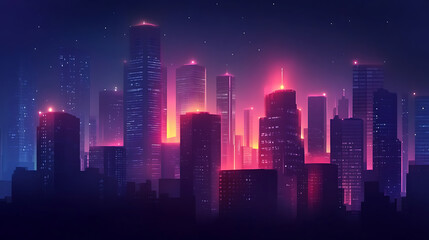 Aufkleber - dramatic urban night scene with dark moody atmosphere and glowing city lights concept illustrations