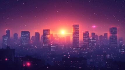 Aufkleber - Dramatic urban night scene with dark moody atmosphere and glowing city lights concept illustrations