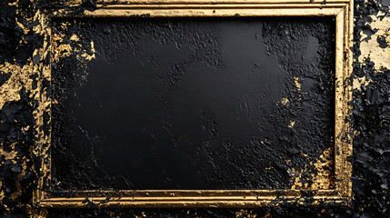 Poster - Luxury black background with a golden frame with copy space