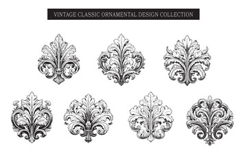 Wall Mural - Vintage Baroque Decorative Floral Elements Pack - Classic Ornamental Design Collection