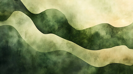 Poster - Abstract green watercolor background with organic shapes and textures dynamic backdrop design