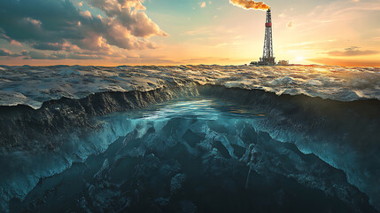 Aufkleber - Hydraulic Fracturing: High-pressure fluid is injected to create fractures in the rock, enhancing the flow of oil or gas