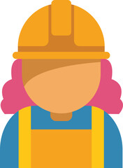 Canvas Print - This simple icon of a female construction worker wearing a hard hat and safety vest is perfect for projects related to construction, engineering, and women in stem