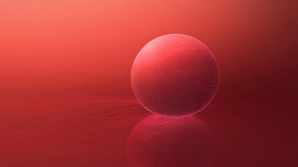 Poster - red gradient background a digital earth globe with dots and lines in the center, dark red color sche