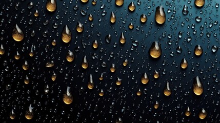 Poster - Close-up of glistening water droplets on a dark background, creating a mesmerizing abstract pattern.