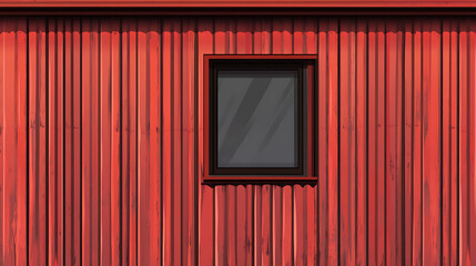 Poster - Vector illustration of red metal roof siding, depicting warehouse metal wall texture, sea cargo container wall, iron wave panels, industrial construction zinc materials