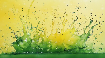 Poster - Vibrant green and yellow splash of paint creating a lively, energetic atmosphere.