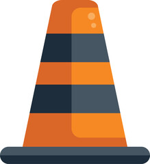 Poster - traffic cone standing on a white background, shown in a flat design style
