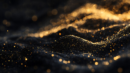 Poster - Golden bokeh lights on a black background