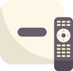 Poster - simple modern flat style icon depicting a tv streaming device with a remote control for watching tel