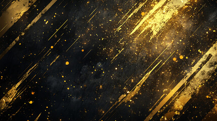 Poster - Luxurious black and gold background with grunge texture and shiny lines abstract digital illustration