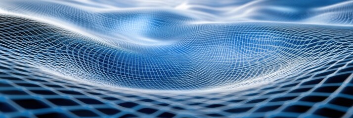 Leinwandbilder - Dynamic network lines create a captivating 3D pattern in blue and white, illustrating abstract layers of digital connectivity and depth. Generative AI