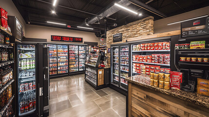 Aufkleber - Modern supermarket interior with fully stocked freezer section retail store photography