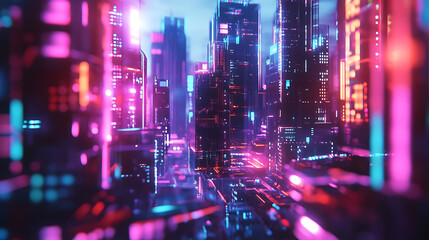 Poster - Digital twin of smart city with futuristic technology elements urban innovation concept