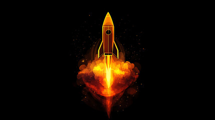 Aufkleber - Futuristic rocket blasting off into space boost and propulsion symbol illustration
