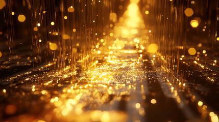 Aufkleber - Data alchemy ai transmuting raw information into a shimmering stream of golden knowledge conceptual 3d illustration